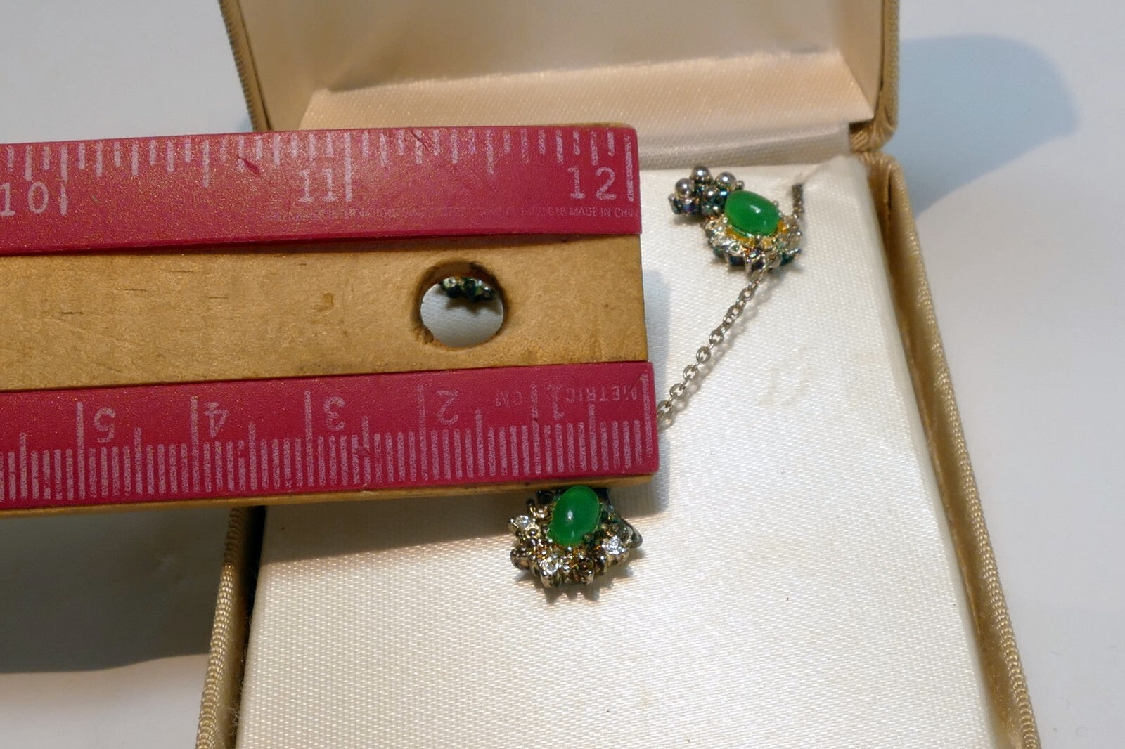 VINTAGE Jennifer Moore Green Pendant Ear Ring Set vintage