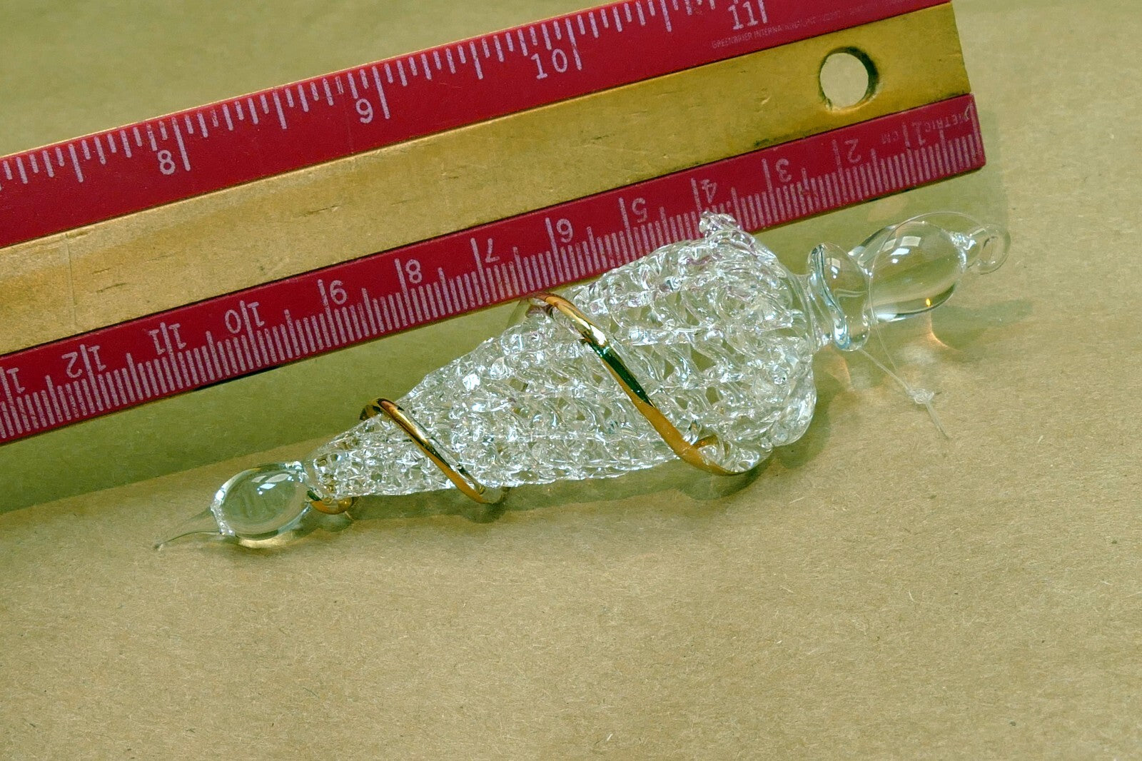 Christmas  Silvestri crystal icicle glass gold  4.5" hanging ornament