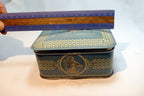 Wedgewood-Style Candy Tin Made in Holland blue teal white  girl with cherubs