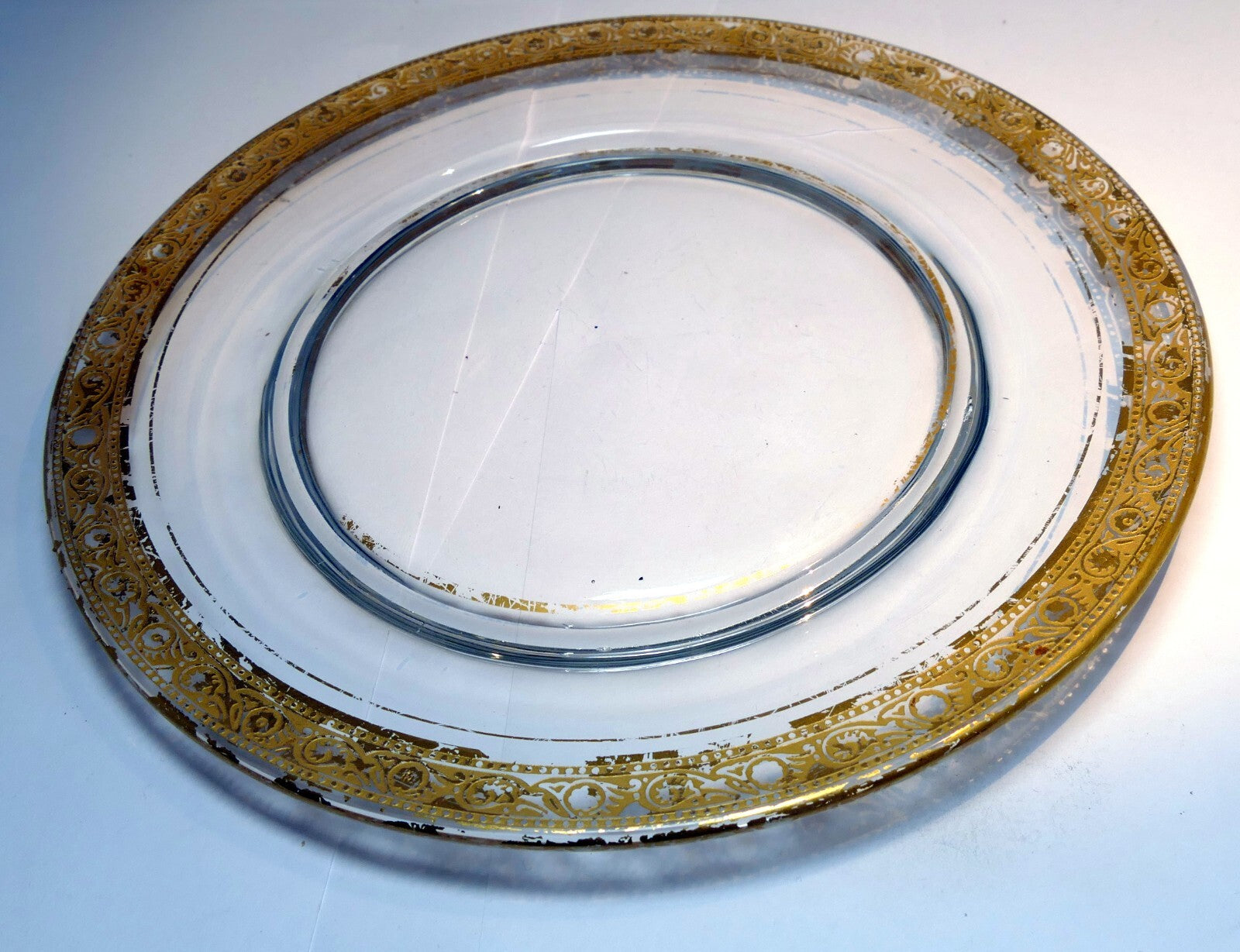 One tiffin glass minton gold rim charger presentation 8" salad plate