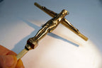 Brass Crucifix Wall Hanging INRI Antique Bronze Jesus Christ on Cross 5"x10"