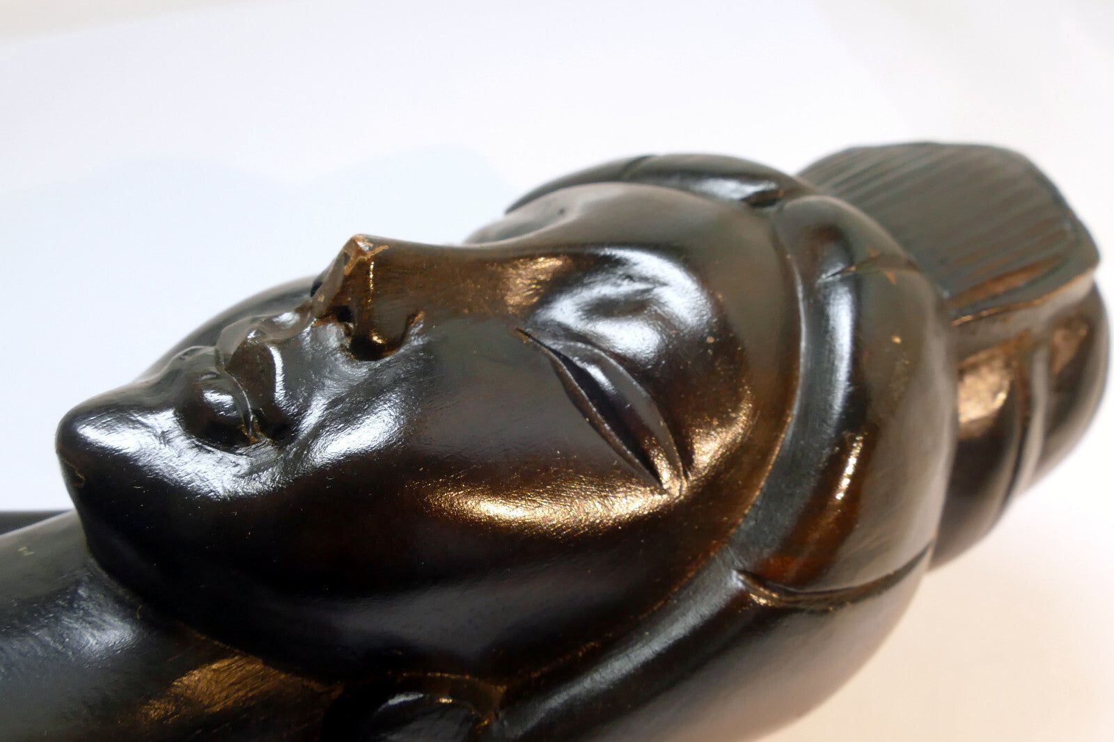 Hand carved ebony wood sculpture female 10" tall vintage