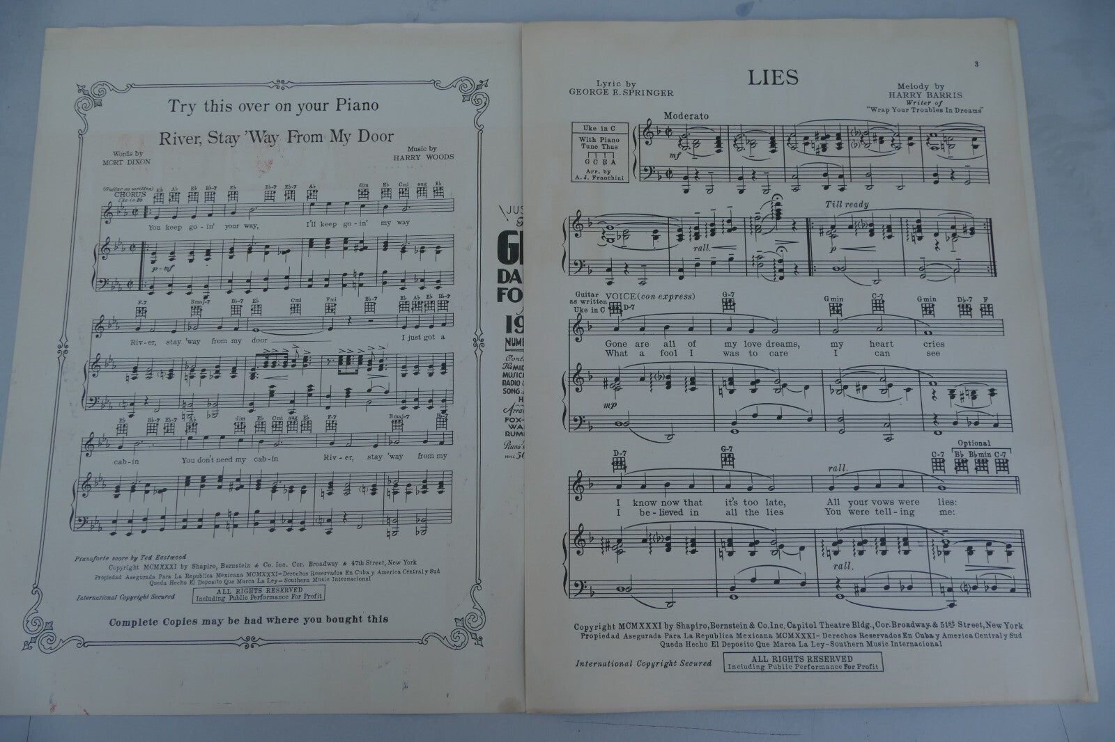Lies by Harry Barris 1931 Shapiro, Bernstein and Co.
