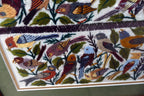Large Bird Finch Cardinal Cross Stitch Needle Point Folk Art 15X15" Framed