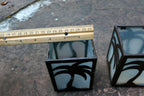 Palm Shape Square Votive Candle Holders, Home Decor, 2 Pieces 3X3X4" glass metal