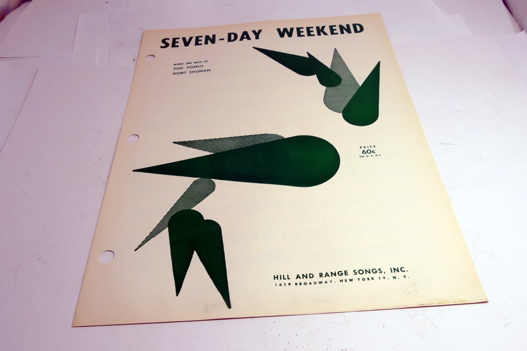 Seven Day Weekend Doc Pomus Mort Shuman  1962 Sheet Music