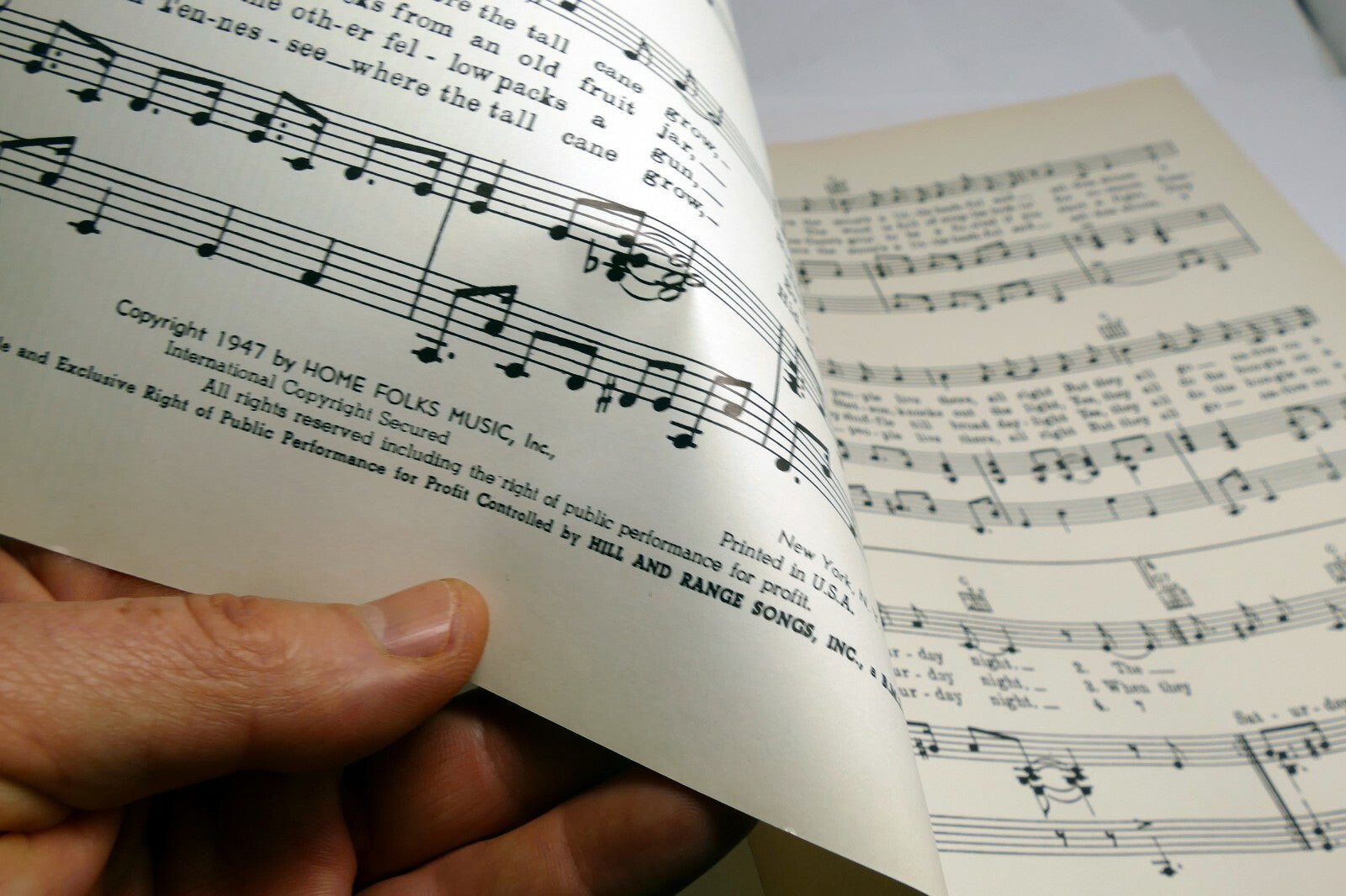 Tennessee Saturday Night Billy Hughes 1947  Sheet Music Home Folks