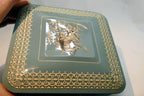 Wedgewood-Style Candy Tin Made in Holland blue teal white  girl with cherubs