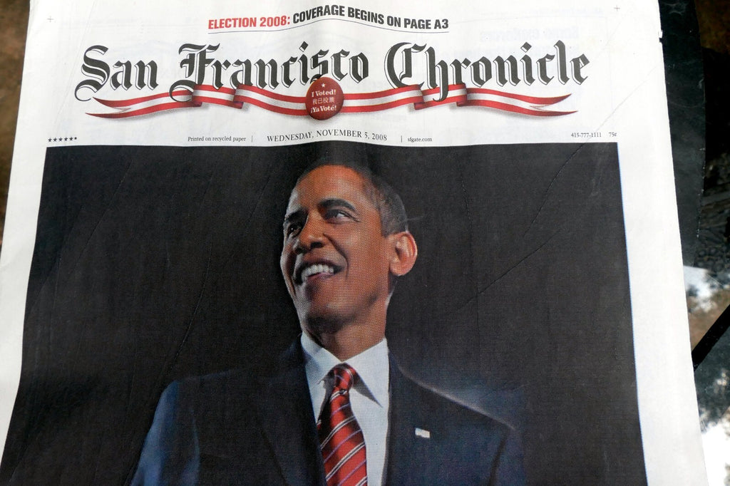 2008 san francisco chronicle obama "change has come to america"