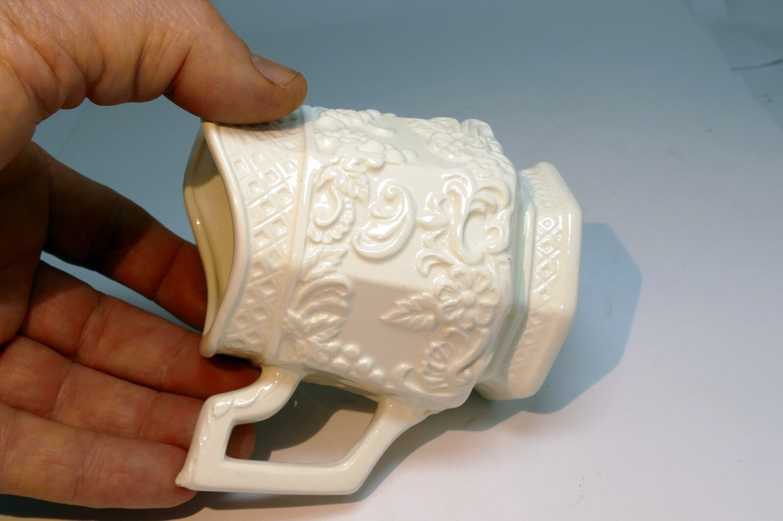 MASON'S PATENT IRONSTONE CHINA ENGLAND OCTAGONAL PITCHER IVORY 6384