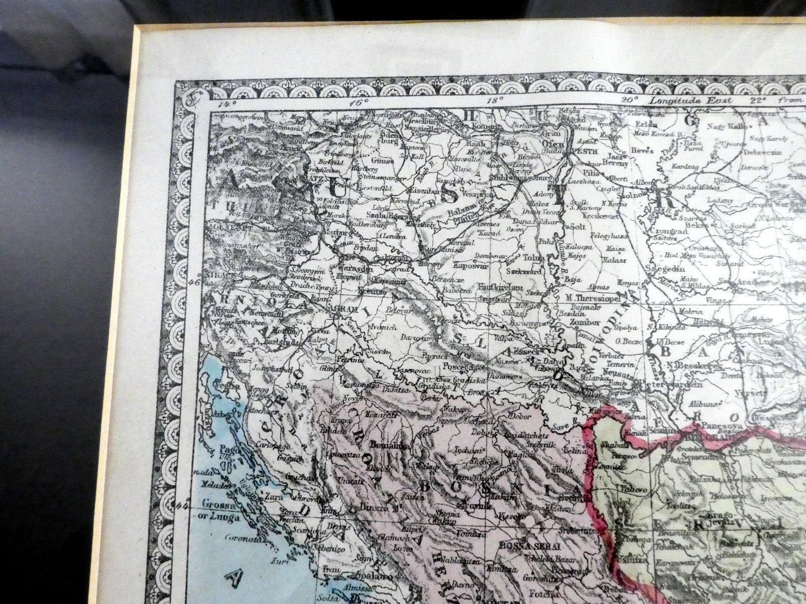 TURKEY in Europe MAP ORIGINAL TUNISON'S AREA POPULATION 1885 vintage Antique