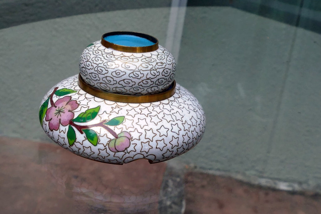 Cloisonne Ass Tray small tray enamel brass 3X3.X1"