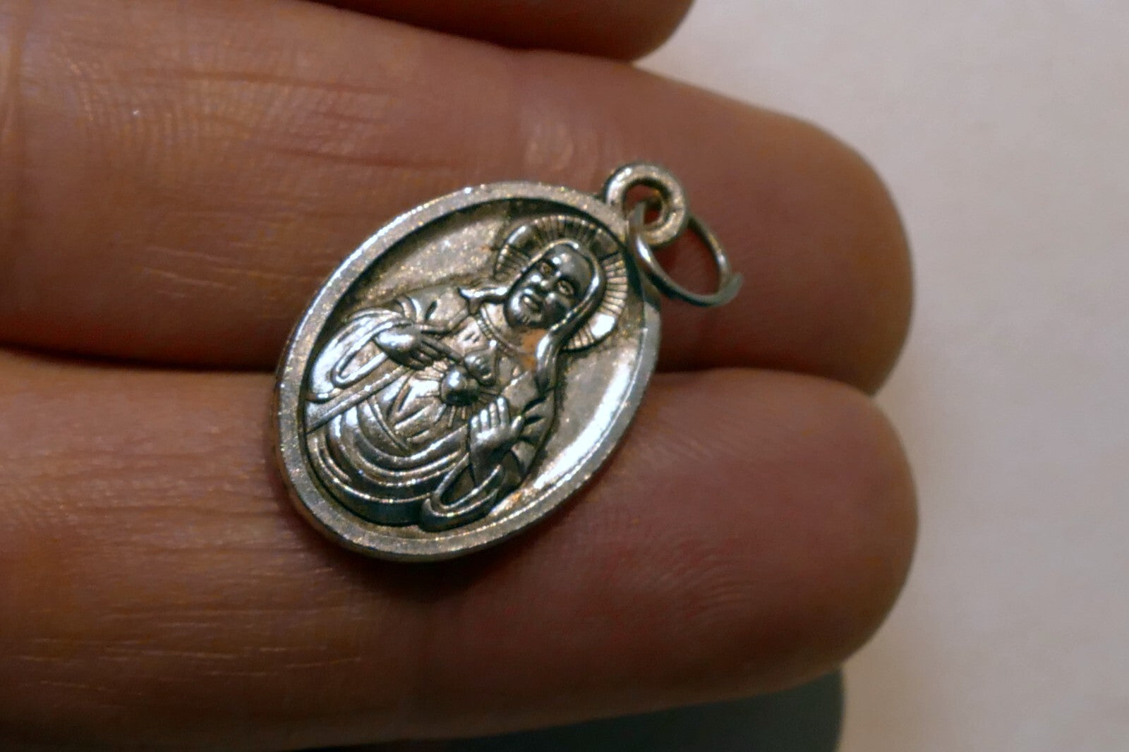 Sacred Heart Jesus w/ Mary Pendant Charm metal vintage