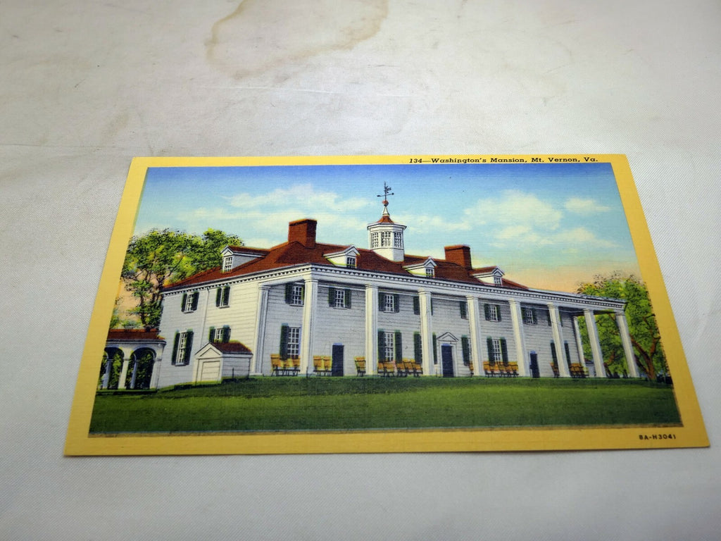 Post Card Washington's Mansion Mt. Vernon VA 134 unposted 1940's Linen house