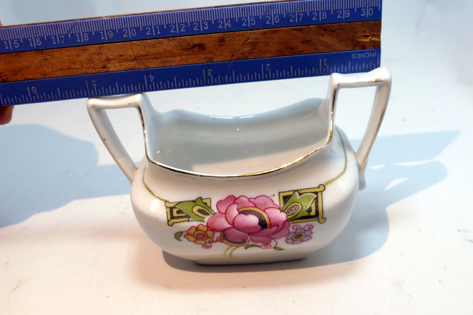 Z.S. & Co SUGAR Bowl Flowers Pink with gold trim  made in Bavaria