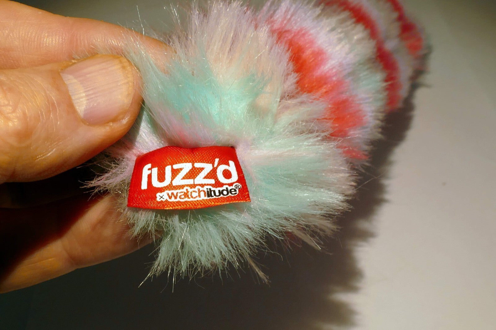 Rainbow Stripes - Slap Bracelet - Fuzz'd   fluffy pink