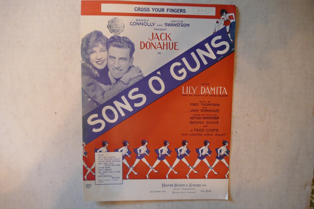 Cross your fingers sheet music 1929, sons o' guns, arthur swanstrom, benny davis, fred coots