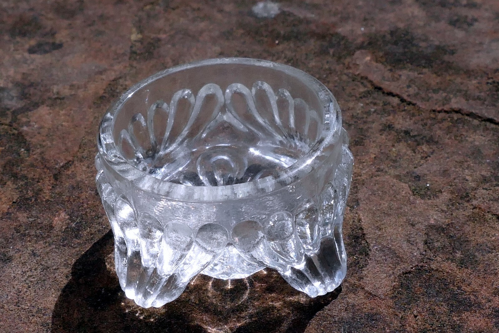 Salt Cellars Cut Crystal Hexagon Open Salt Oval Depression glass 1.5" small