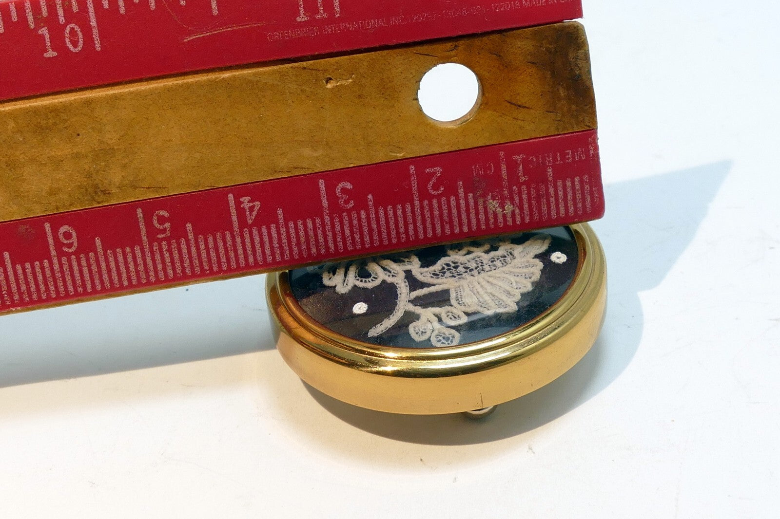 Lace trinket box antique small 4X4cm  floral design  handmade