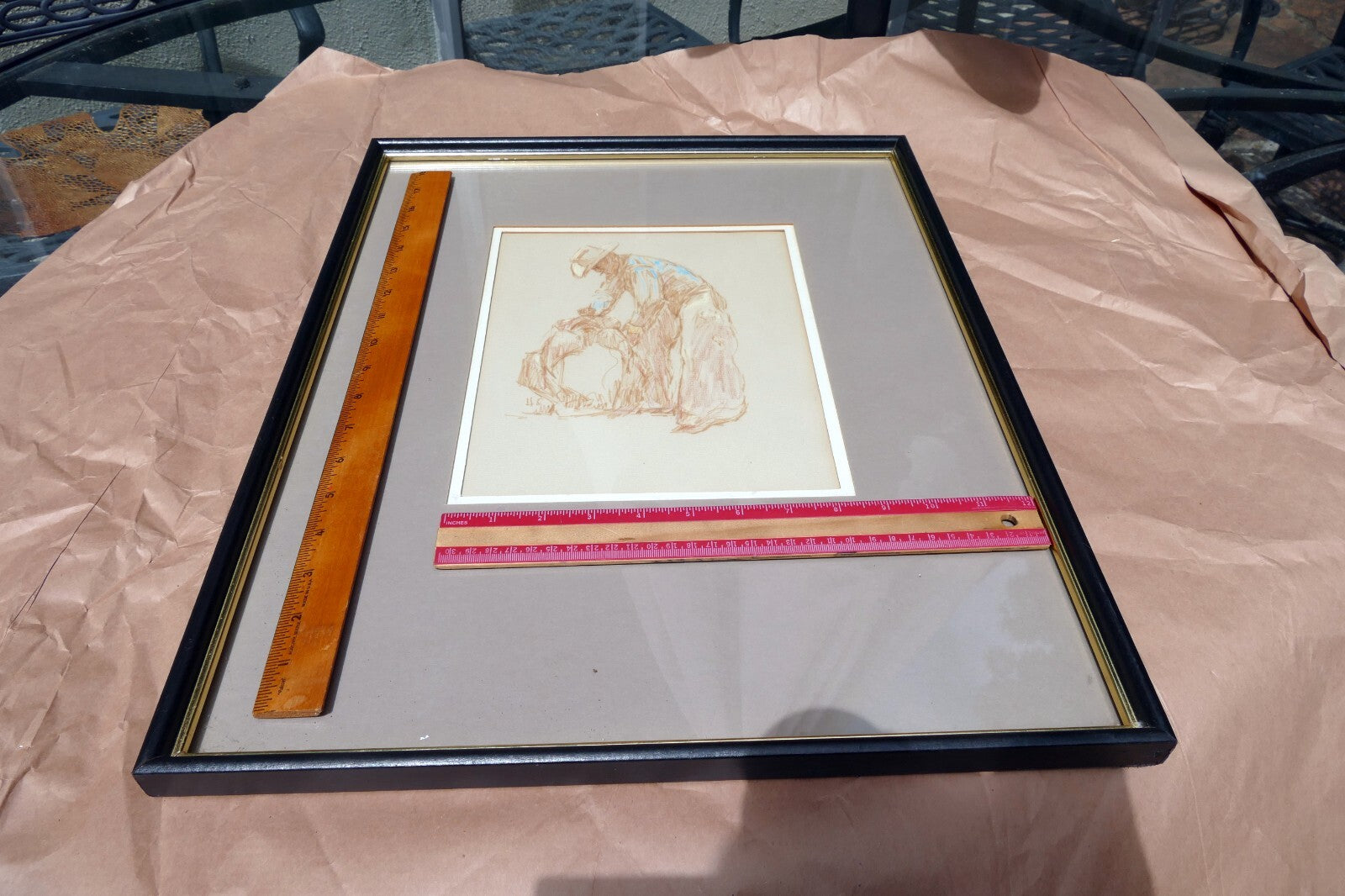 Mixed Media Colored Pencil Vaquero Cowboy HC Unsigned 1960's
