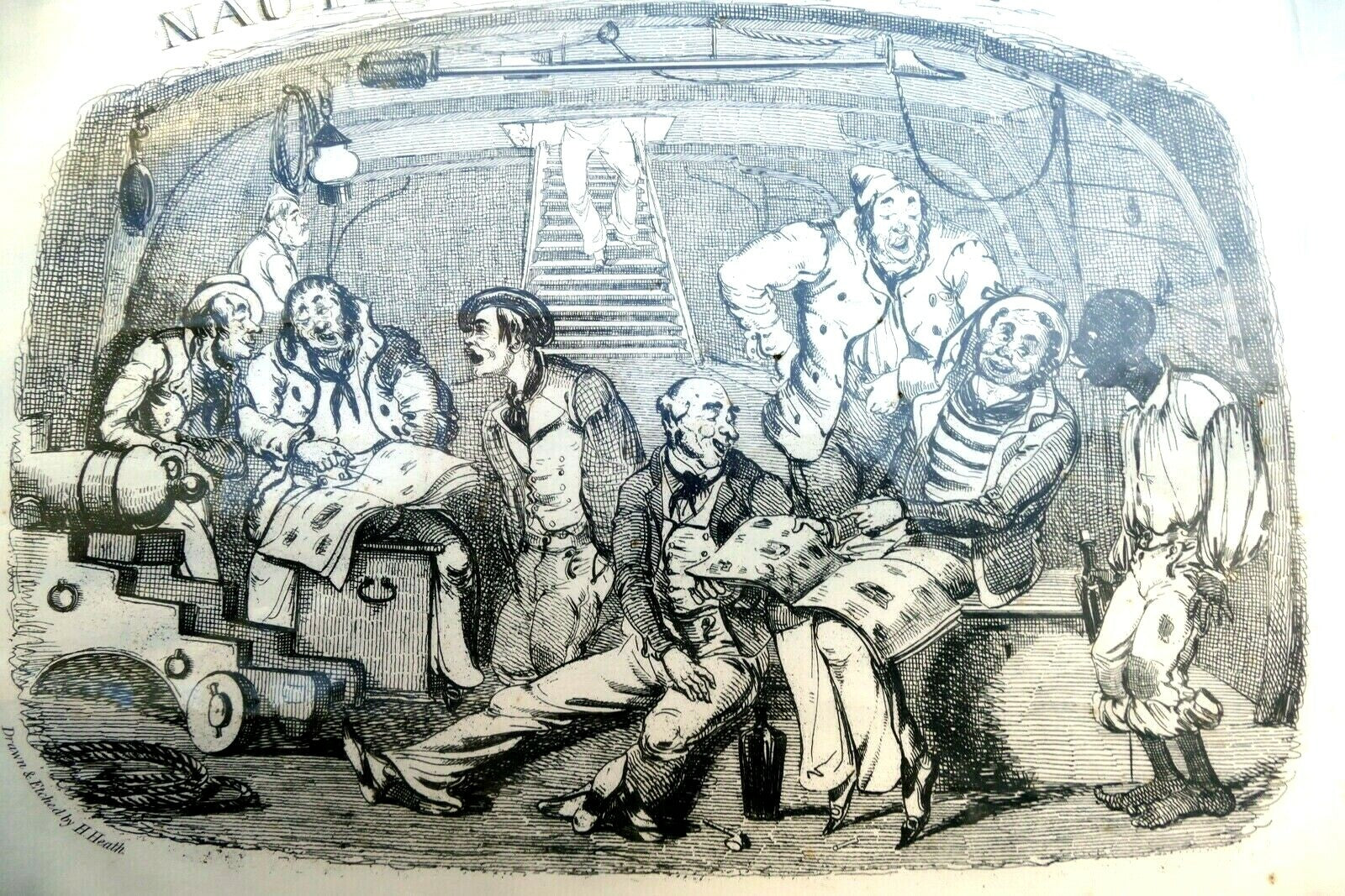 Nautical dictionary henry heath caricature print title page 1840 victorian navy