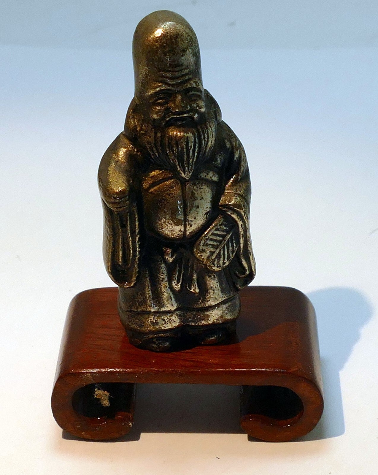 Buddha immortal statue japanese metal bronze figurine scroll paper weight