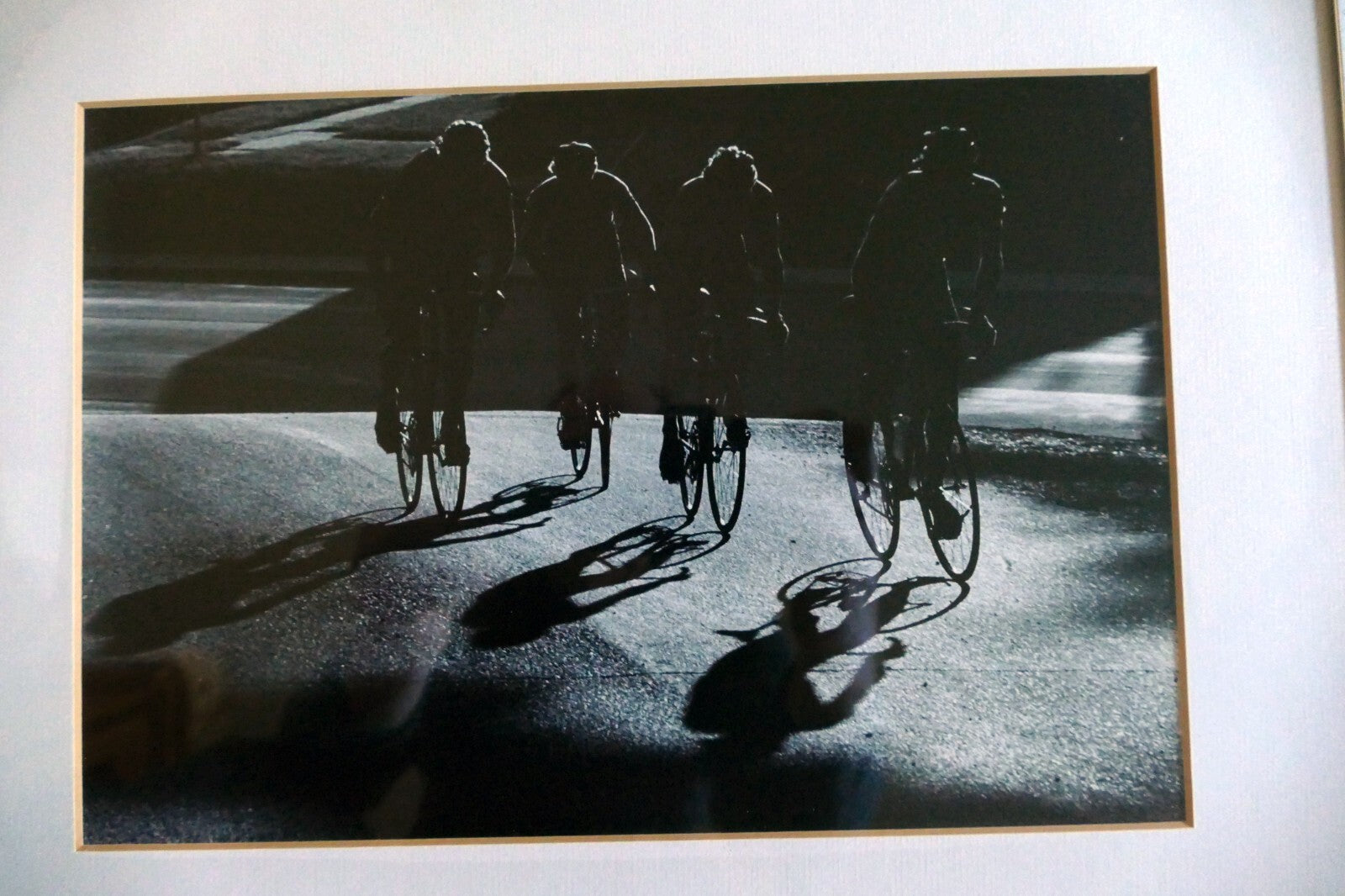 photo picture cyclist black and white going uphill hanging wall art 13X16" frame