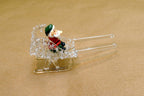 Spun Glass Crystal Christmas Ornament  Sled with Santa Claus (missing dear)