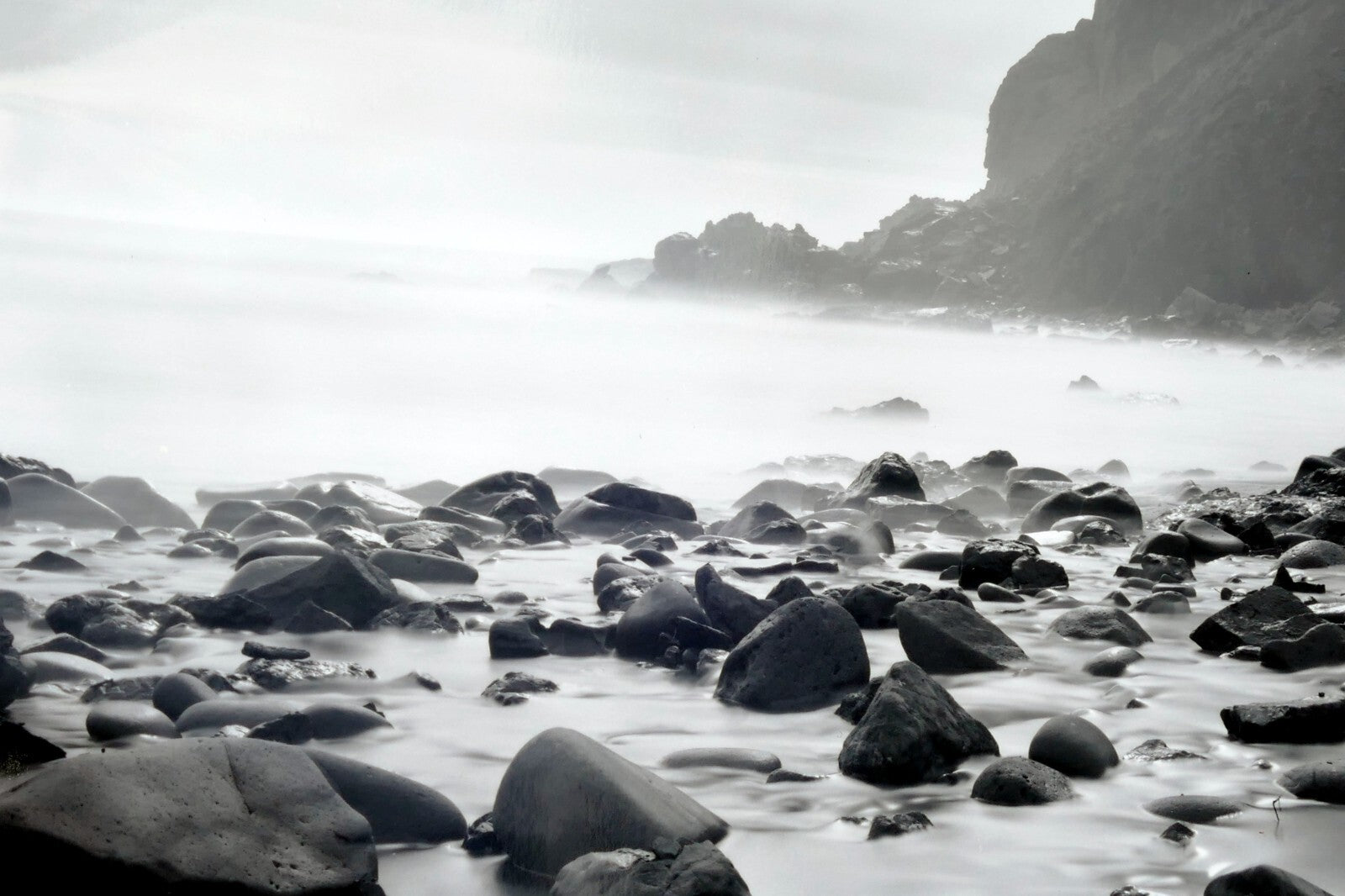 Big sur california 11x14" black & white photo beach rocks surf ocean   unsigned