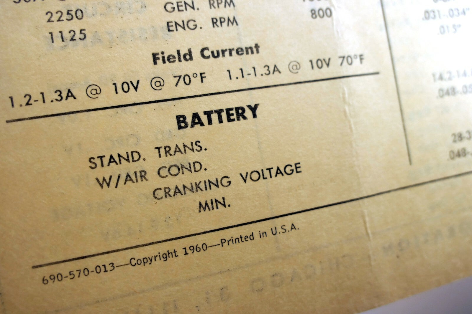 1957 Desoto Firesweep S-27 Sun Electric tune-up  sheet chart