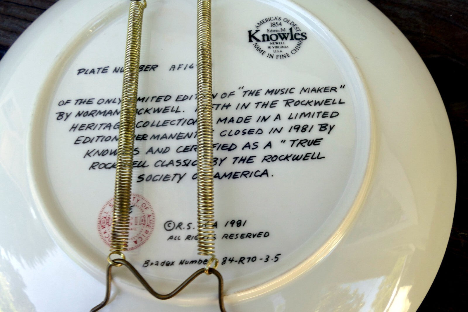 NORMAN ROCKWELL "The Music Makers" Plate 1981 84-R70-3.5 Limited Edition