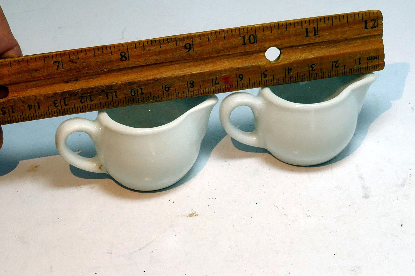 German Schonwald Miniature  3cm tall White Milk Creamer Pitcher Set Of two