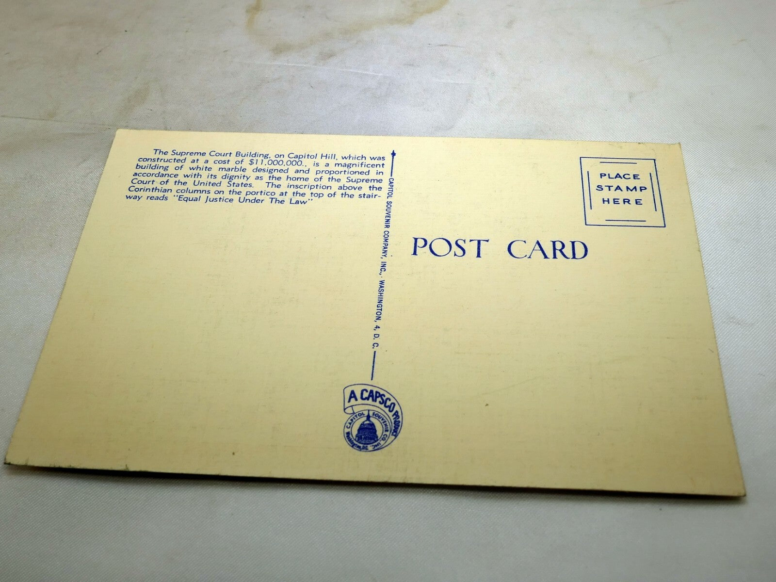 Post Card Supreme Court Library Congress Washington DC 186 Linen 1940's unposted