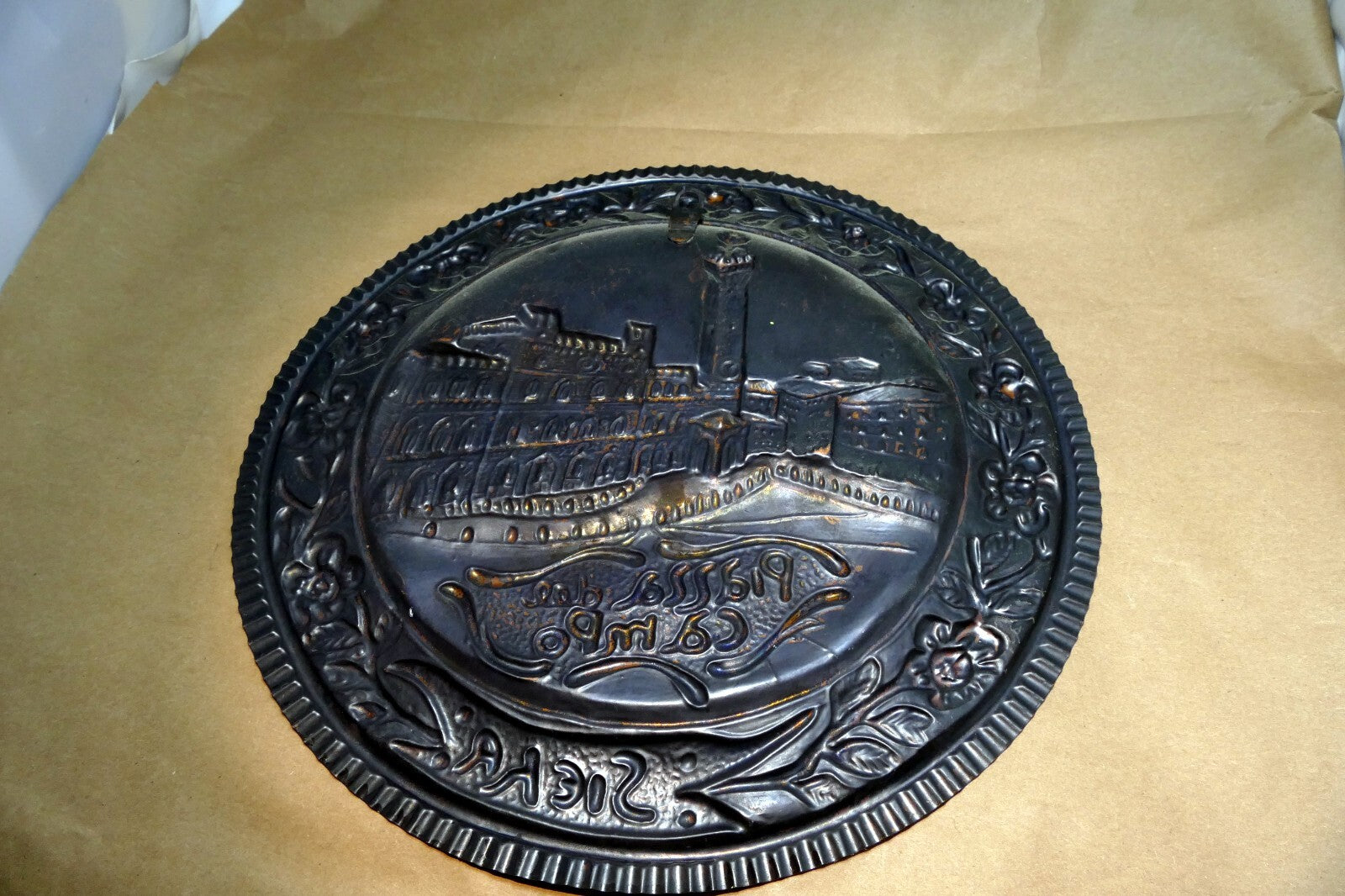 Piazza del Campo 3D Copper 12" Plate hanging Wall Art decor Italy Tuscany Siena