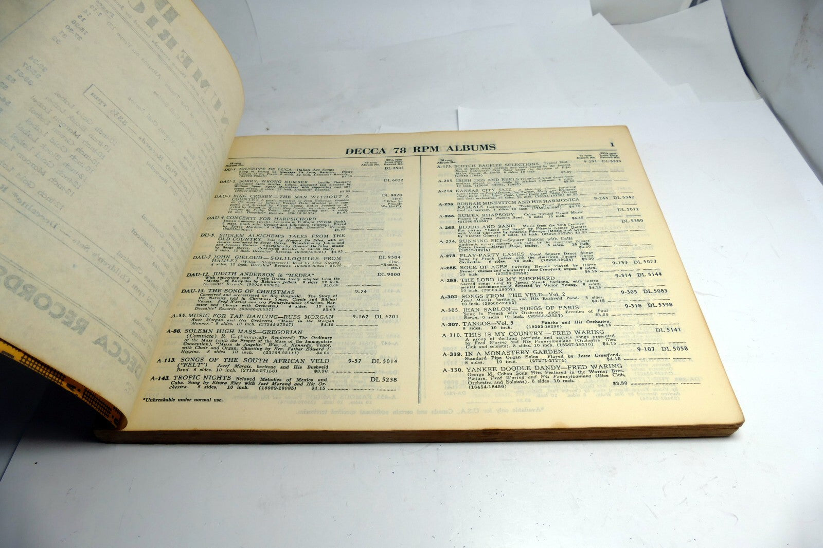 Decca Records Catalog Reference Guide January 1953 LP 45 78 33 1/3 RPM Vol 2