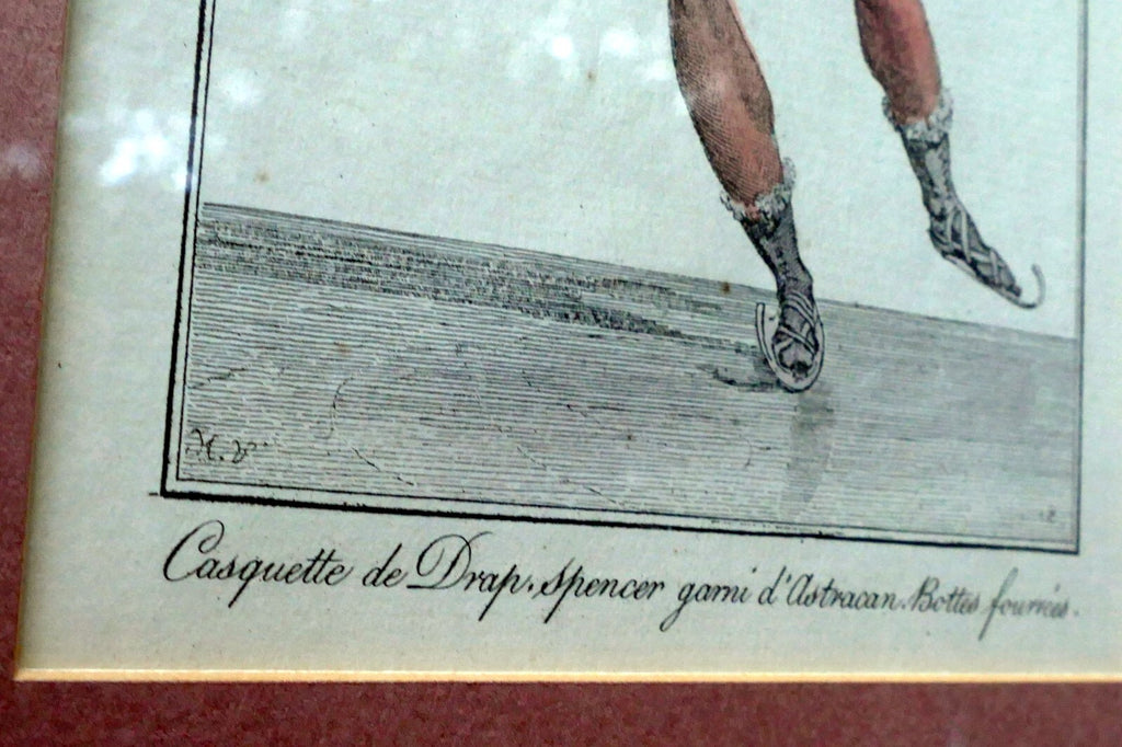 Fashion Engraving 1813 Parisian Costume French Gentleman's Skating framed