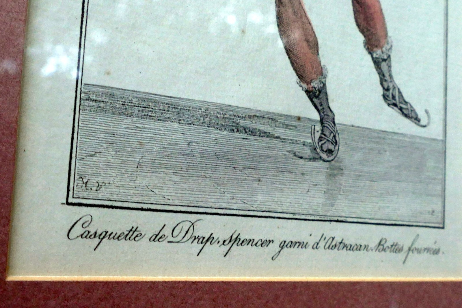 Fashion Engraving 1813 Parisian Costume French Gentleman's Skating framed