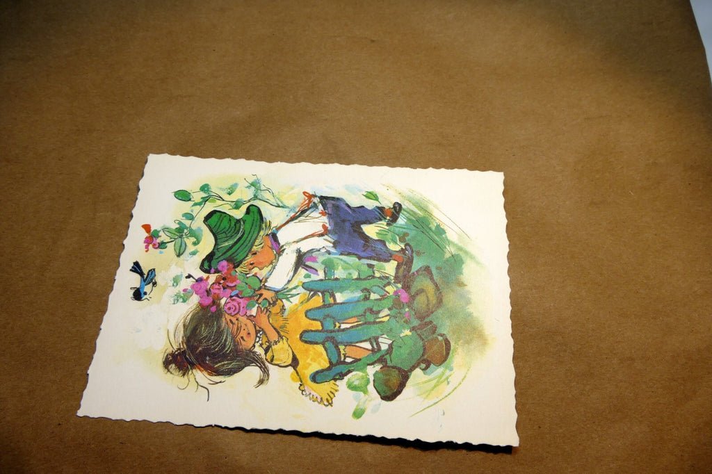 Adolf KORSCH VERLAG Postcard Munchen Girl Boy with Flowers - Unposted Art