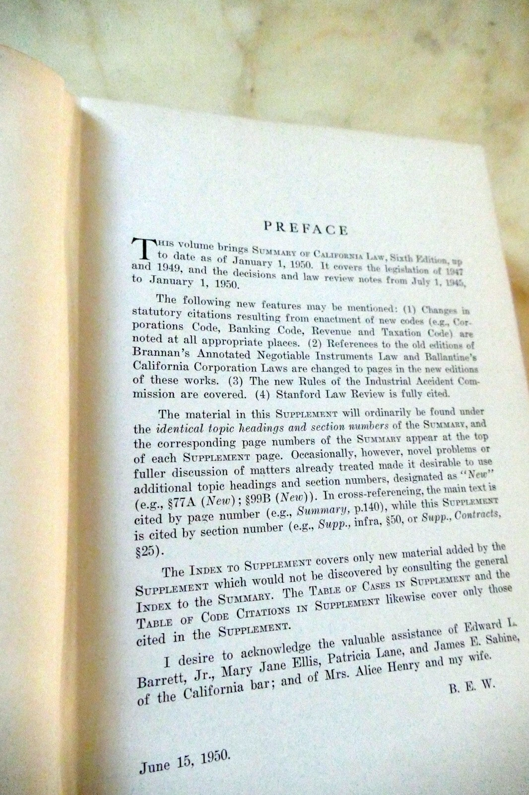 Summary of California Law 1950 Witkin Supplement San Francisco USA
