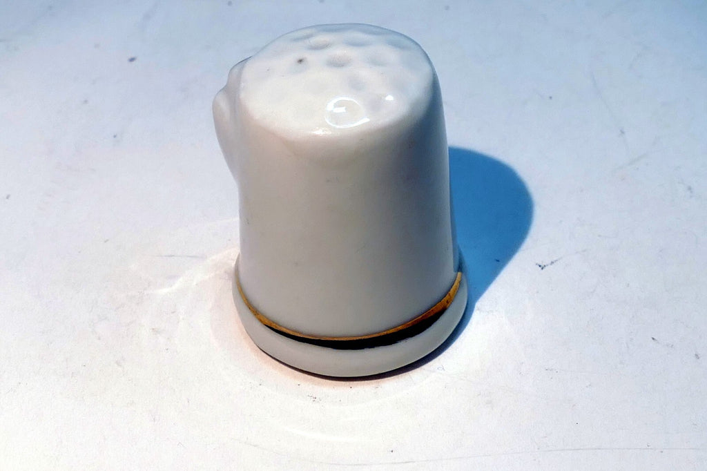 Porcelain Thimble Souvenir Aruba Palm tree sunset ocean