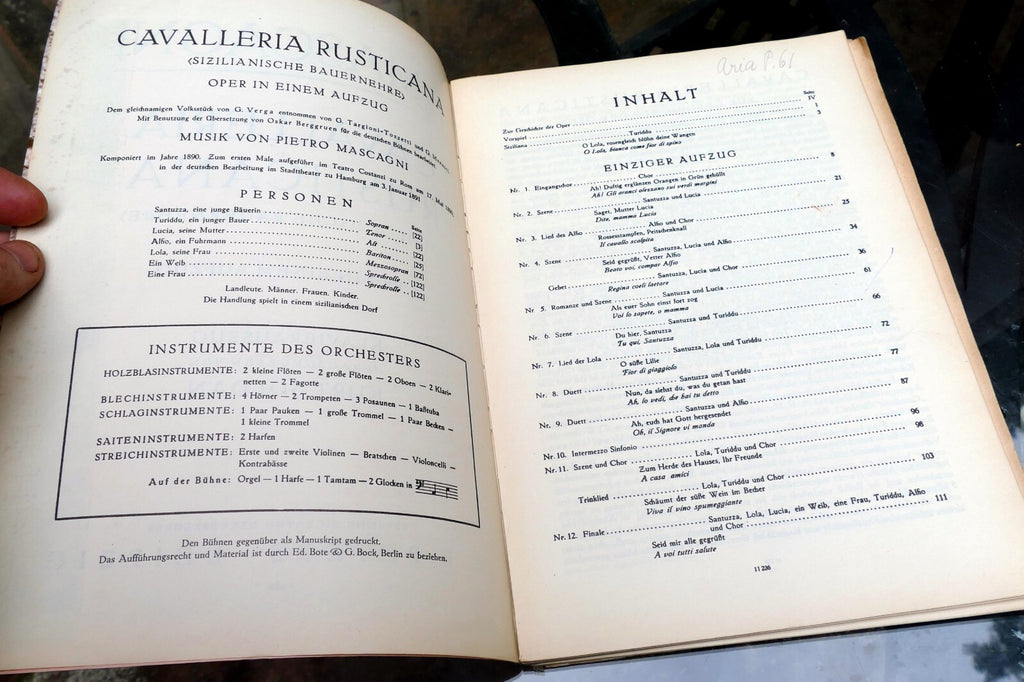 CAVALLERIA RUSTICANA Oper Musik Von MASCAGNI 1945 Berlin-Leipzig sheet music