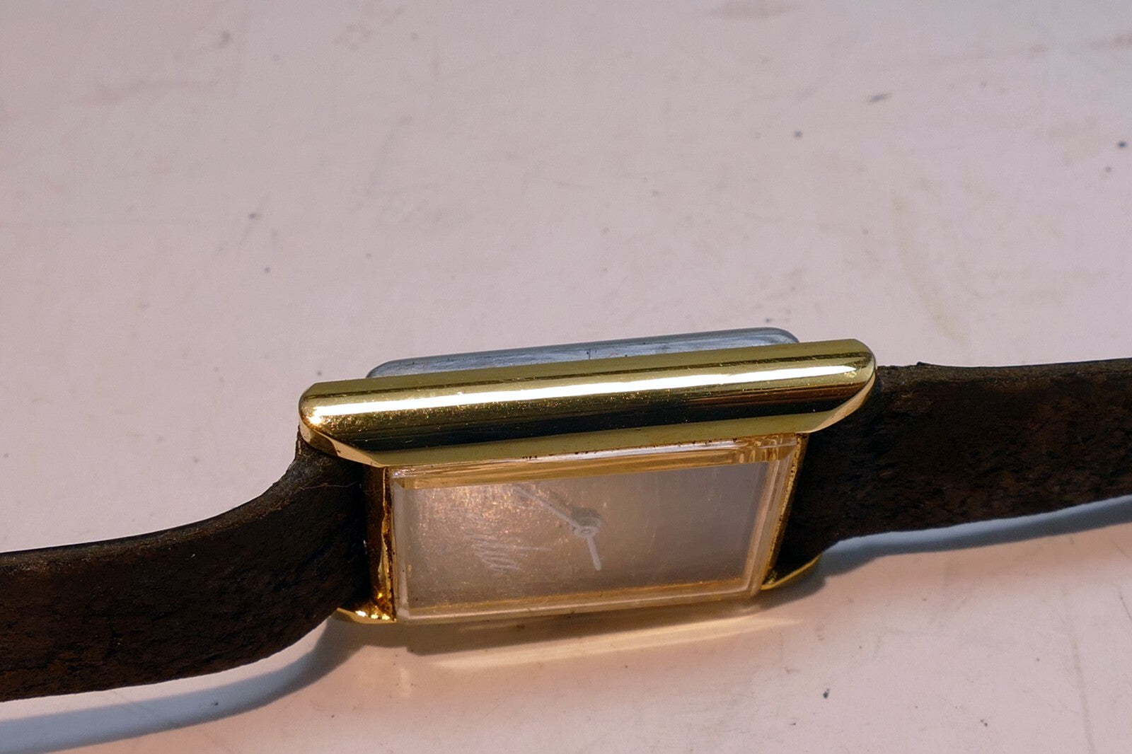 "Cecilia " Gold Tone Ladies  Watch with brown  leather strap