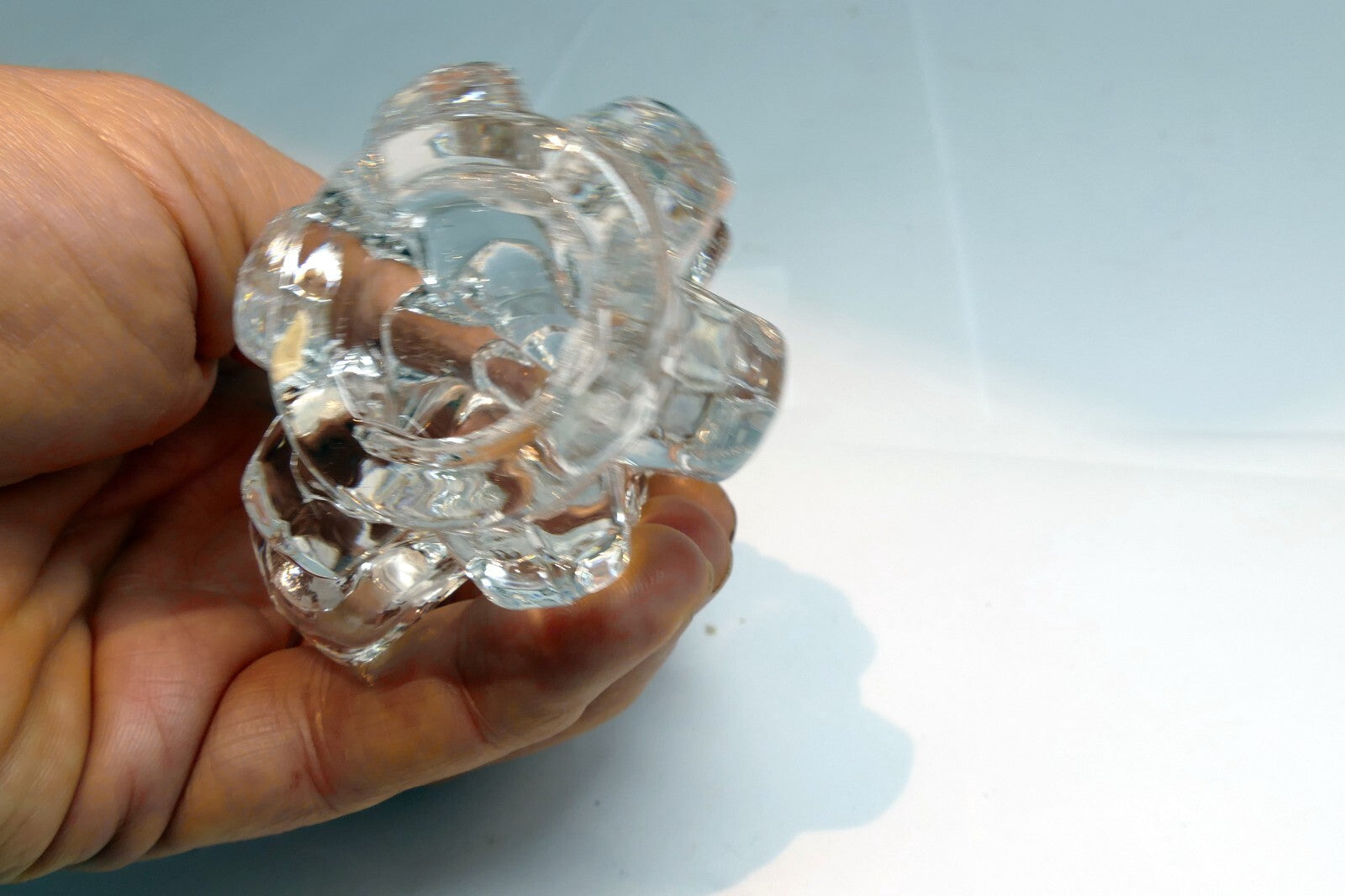 Clear Art Glass Christmas Tree Candle Holders 4" tall