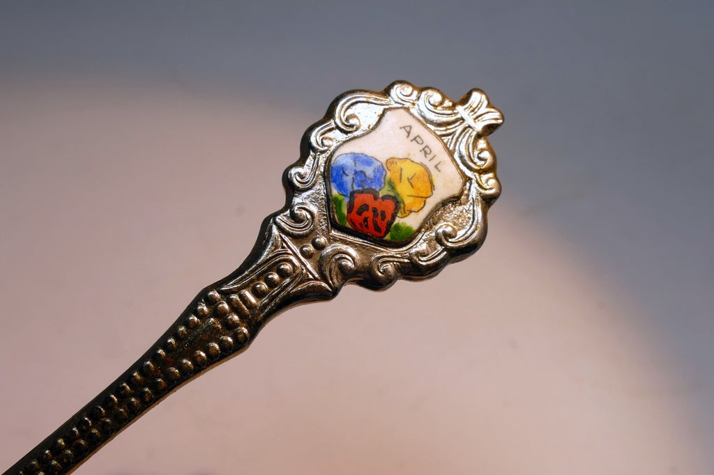 April Souvenir Spoon Collectible Enamaled made in Germany