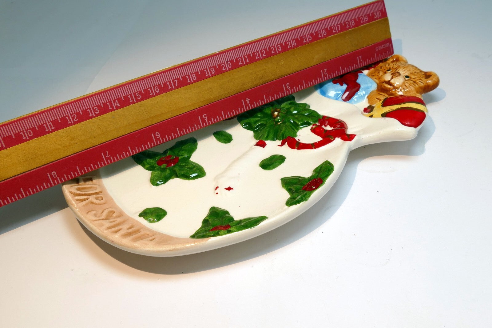 Cookies for Santa Plate Tray Teddy Bear Christmas Toys Bow Holly 8"
