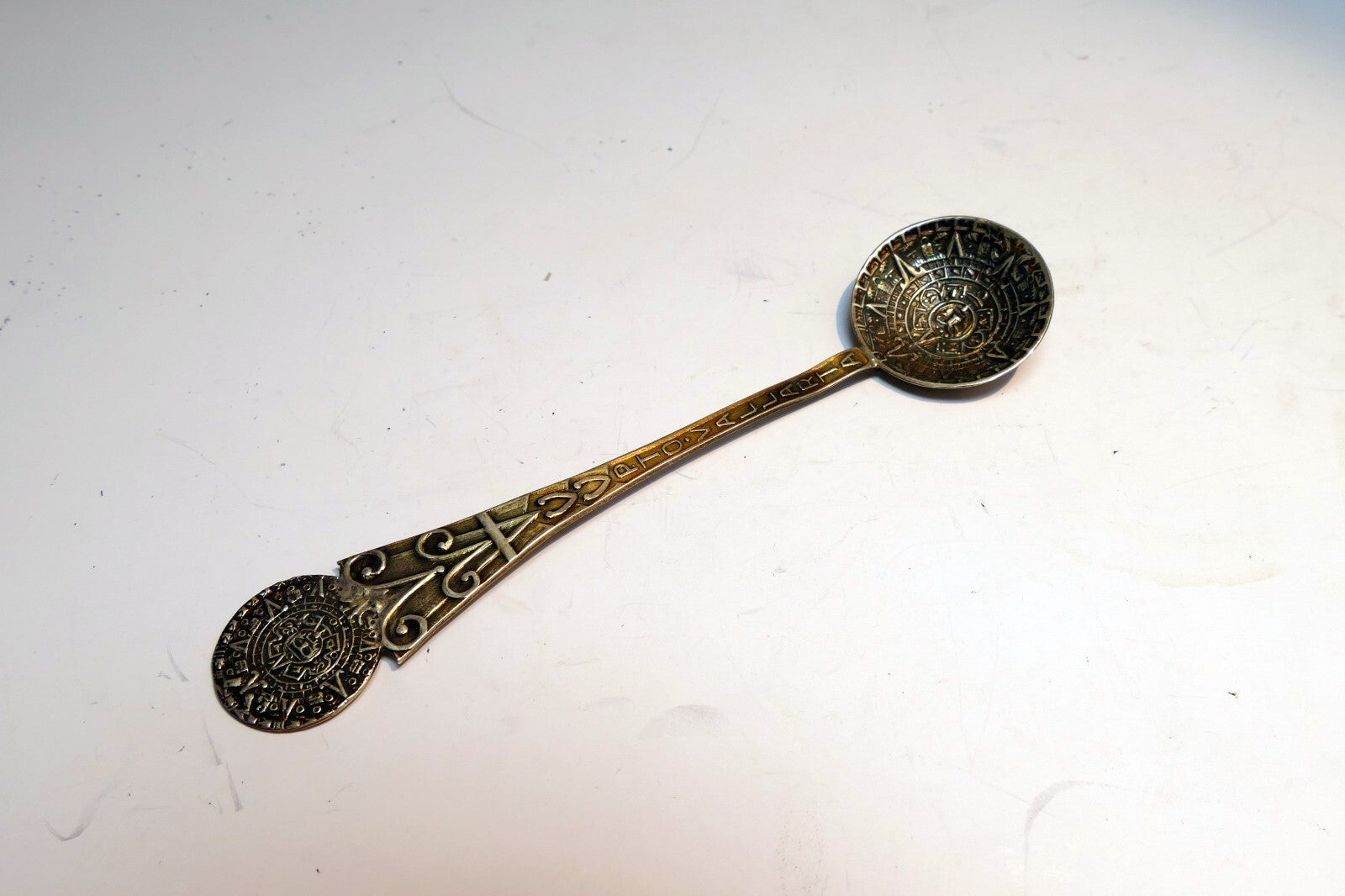 925 Sterling Silver - Acapulco Aztec Calendar Spoon -  Mexico 10 gr.