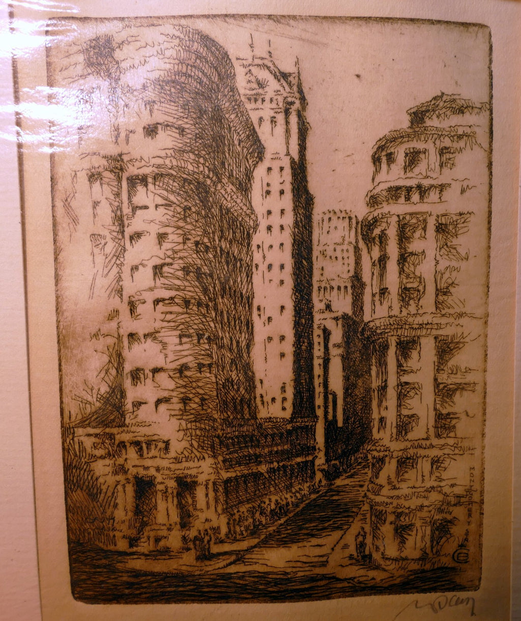 San francisco montgomery street hand signed etching 1900's usa limited edition