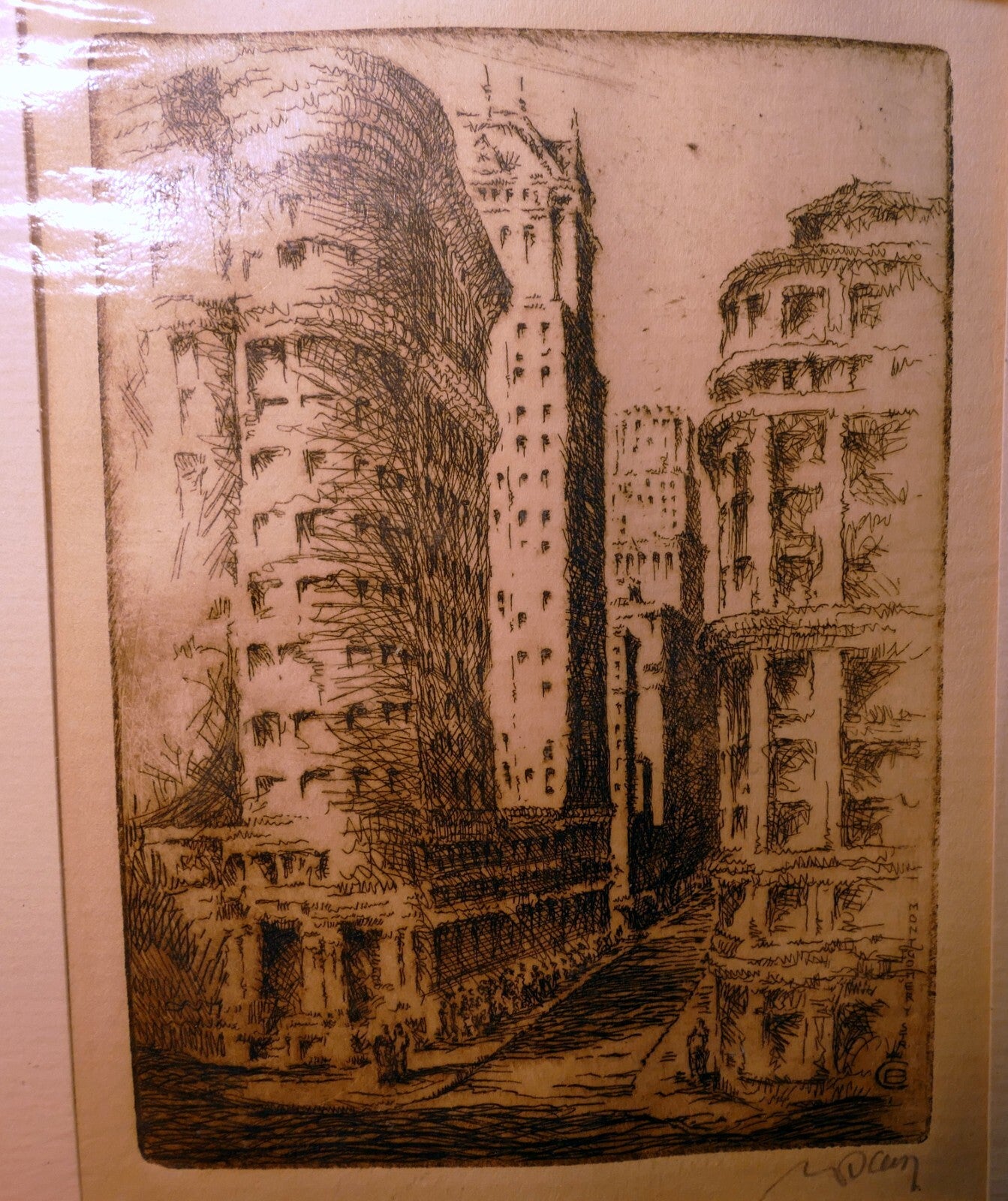 San francisco montgomery street hand signed etching 1900's usa limited edition