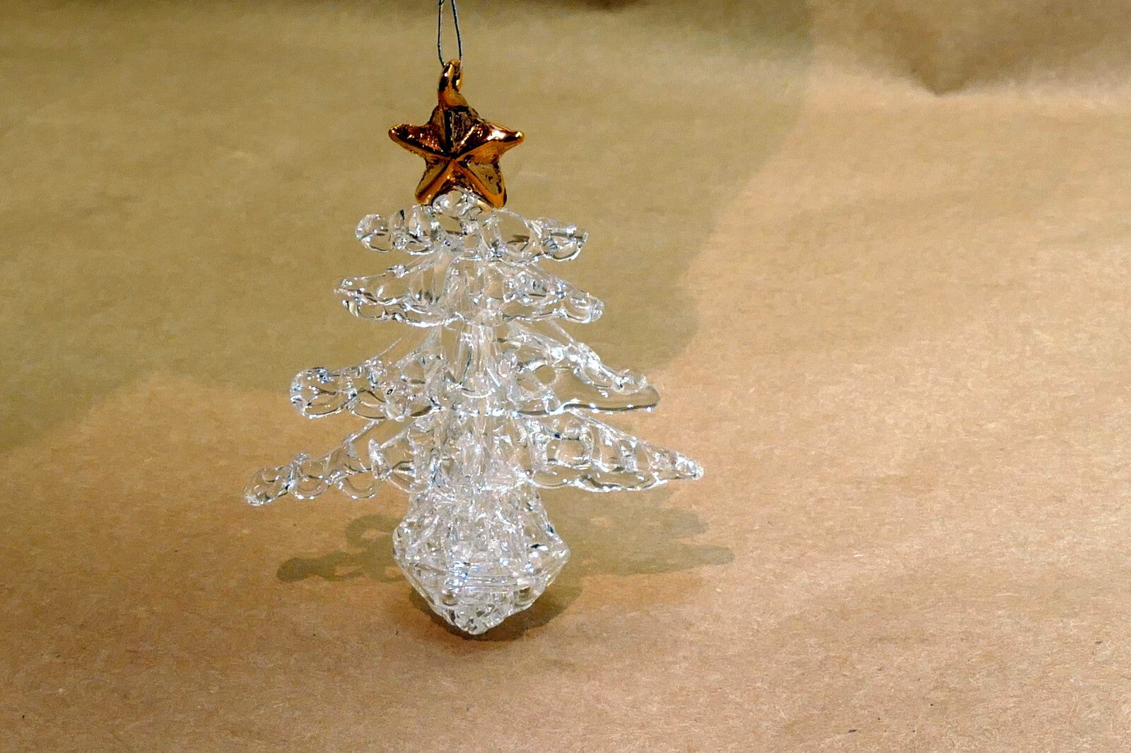 Christmas  Tree crystal icicle clear glass 3" hanging ornament