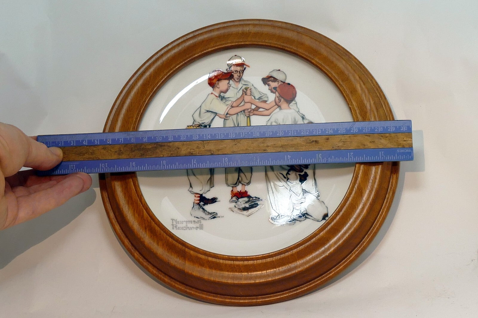 1992 Dave Grossman Choosin' Up Sporting Boys Series Norman Rockwell Plate Framed